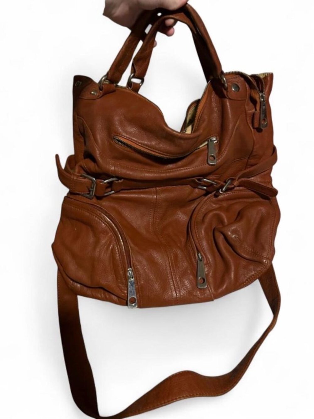 Chocolate Blu Brown leather handbag/ backpack#leather #handbag